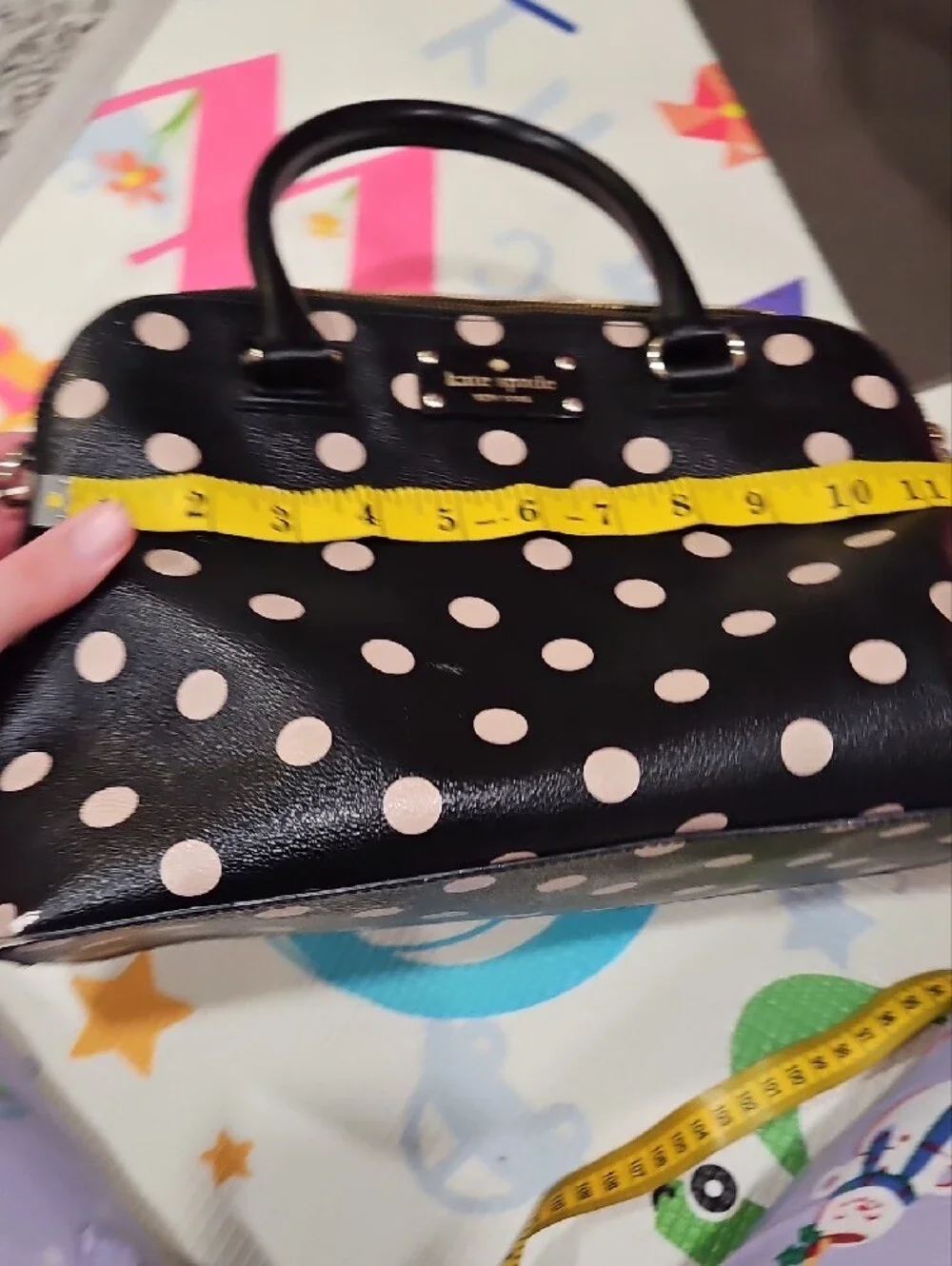kate spade Black Polka Dot Dome Satchel with Cream Dots